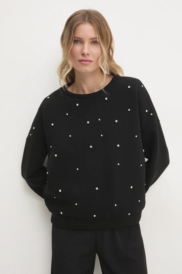 Answear Lab Dukserica Answear Lab za žene, boja: crna, s aplikacijom