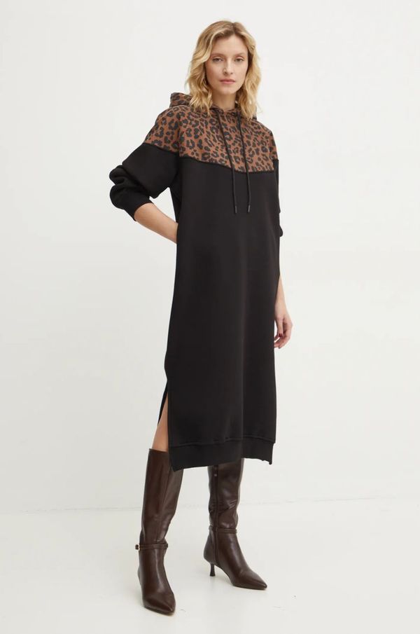 Answear Lab Dukserica Answear Lab za žene, boja: crna, s kapuljačom, s uzorkom