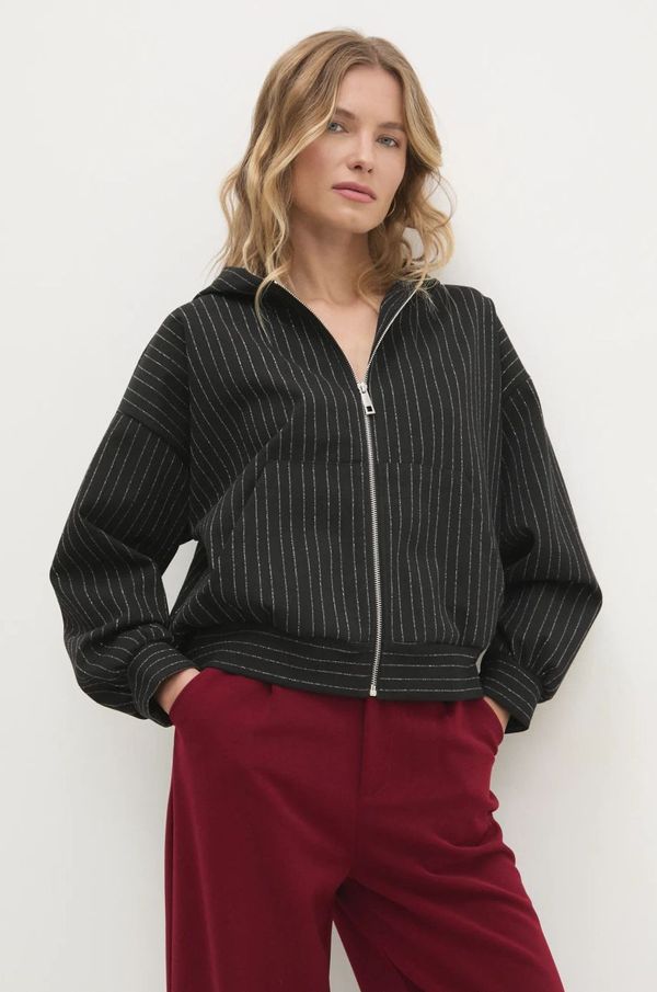 Answear Lab Dukserica Answear Lab za žene, boja: crna, s kapuljačom, s uzorkom