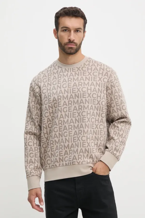 Armani Exchange Dukserica Armani Exchange za muškarce, boja: bež, s uzorkom, 6DZMJK ZJZGZ