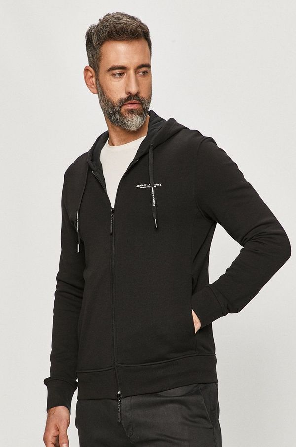 Armani Exchange Dukserica Armani Exchange za muškarce, boja: crna, s kapuljačom