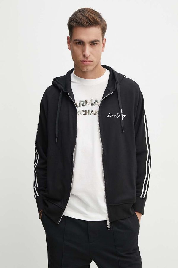 Armani Exchange Dukserica Armani Exchange za muškarce, boja: crna, s kapuljačom, s aplikacijom, 8NZMSH Z9N1Z
