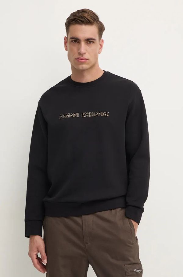 Armani Exchange Dukserica Armani Exchange za muškarce, boja: crna, s tiskom, XM000082 AF10818