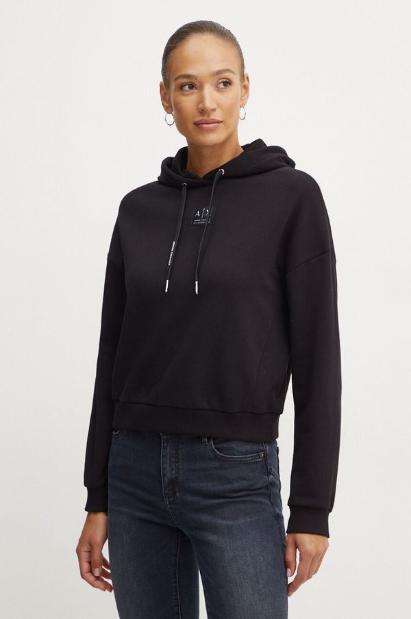 Armani Exchange Dukserica Armani Exchange za žene, boja: crna, s kapuljačom, s aplikacijom, XW000007 AF10172