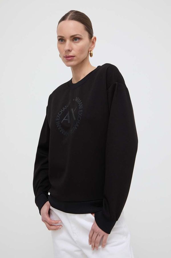 Armani Exchange Dukserica Armani Exchange za žene, boja: crna, s tiskom