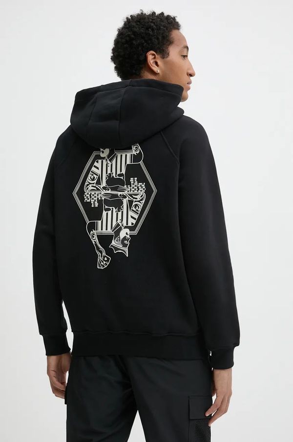 BALR. Dukserica BALR. The Club za muškarce, boja: crna, s kapuljačom, s tiskom, B1261 1130