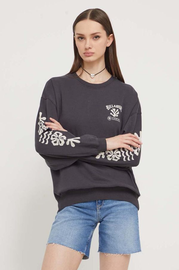 Billabong Dukserica Billabong BILLABONG X CORAL GARDENERS za žene, boja: siva, s tiskom