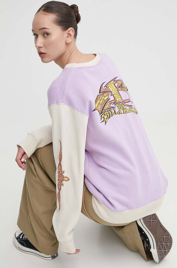 Billabong Dukserica Billabong Since 73 za žene, boja: ljubičasta, s tiskom, UBJFT00227