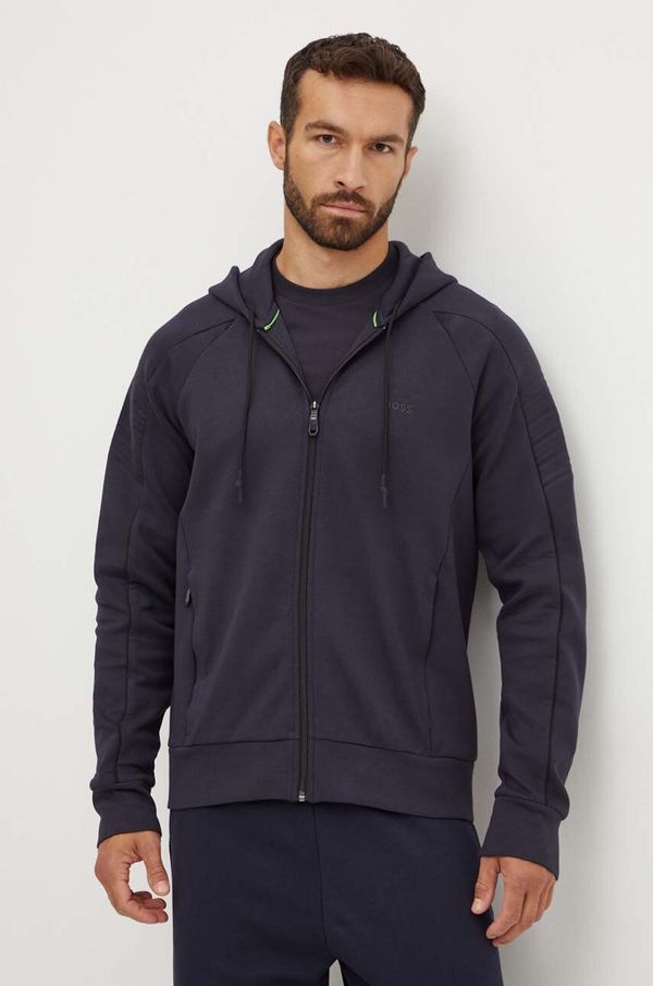 Boss Green Dukserica Boss Green za muškarce, boja: tamno plava, s kapuljačom, bez uzorka, 50518197