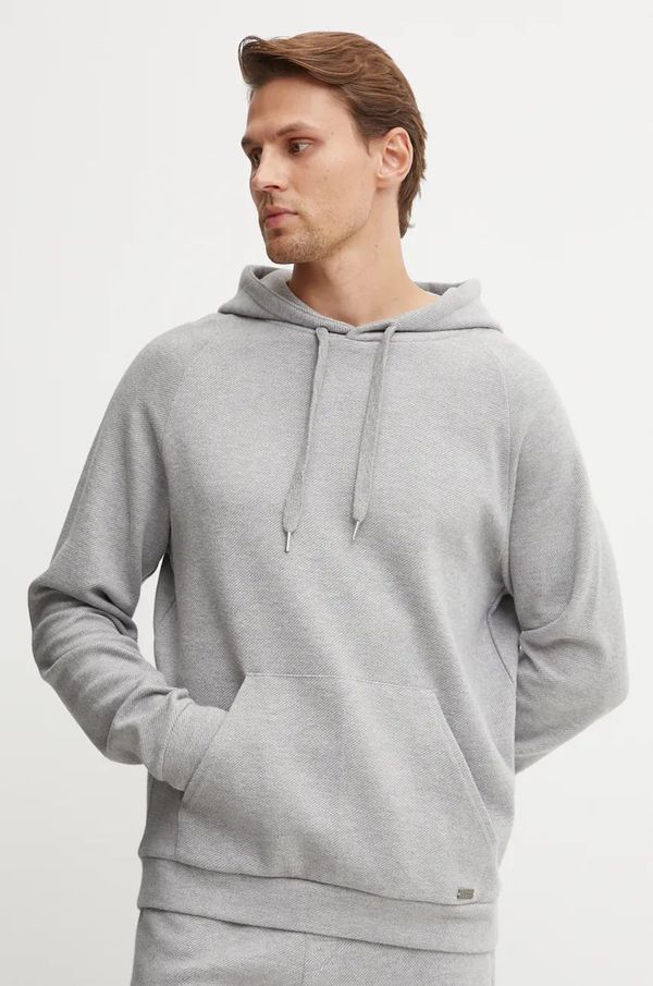 Boss Dukserica BOSS za muškarce, boja: siva, s kapuljačom, bez uzorka, 50527549