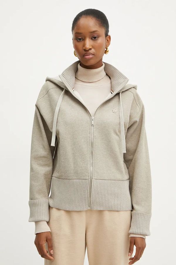 Boss Dukserica BOSS za žene, boja: bež, s kapuljačom, bez uzorka, 50524493