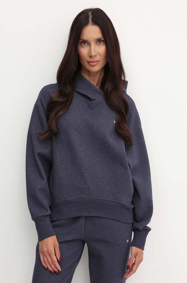 Boss Dukserica BOSS za žene, boja: tamno plava, s kapuljačom, bez uzorka, 50522096