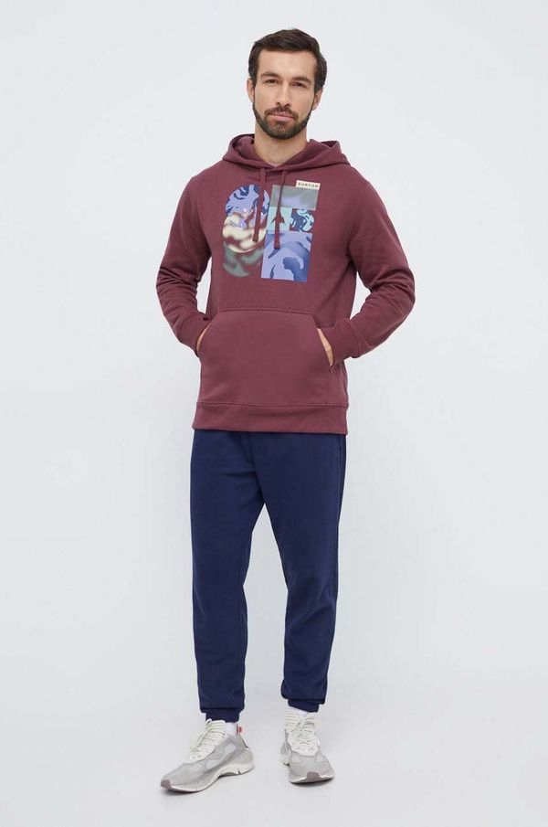 Burton Dukserica Burton za muškarce, boja: bordo, s kapuljačom, s tiskom