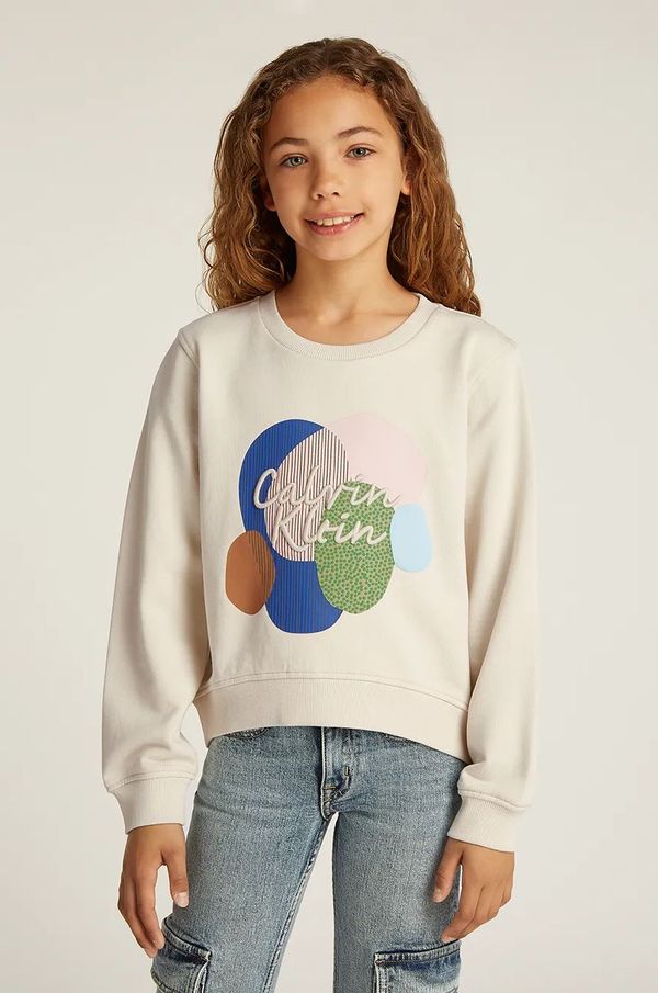 Calvin Klein Jeans Dukserica Calvin Klein Jeans boja: bež, s tiskom, IG0IG02756