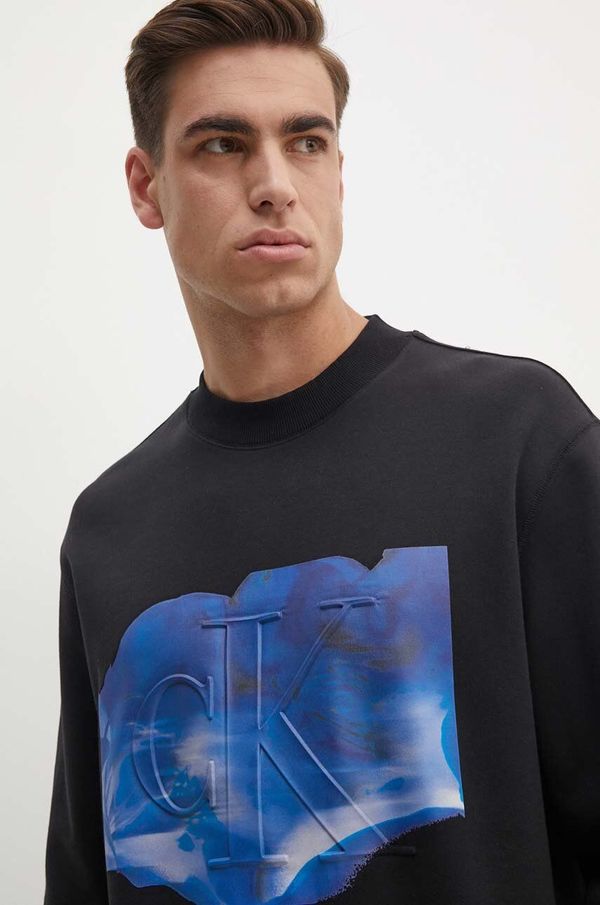 Calvin Klein Jeans Dukserica Calvin Klein Jeans za muškarce, boja: crna, s aplikacijom, J30J325636