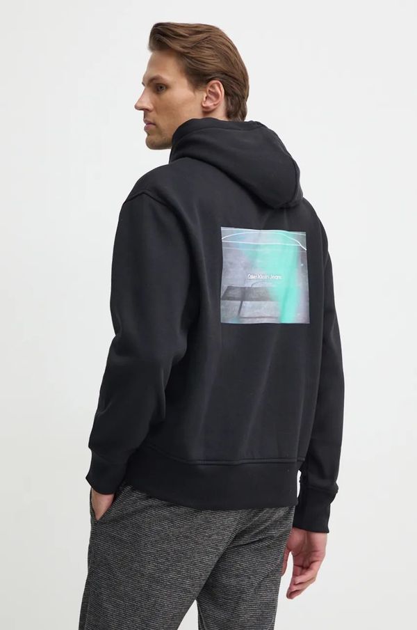 Calvin Klein Jeans Dukserica Calvin Klein Jeans za muškarce, boja: crna, s kapuljačom, bez uzorka, J30J326878