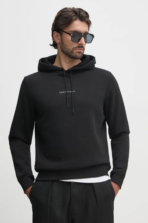Calvin Klein Jeans Dukserica Calvin Klein Jeans za muškarce, boja: crna, s kapuljačom, s aplikacijom, J30J325629