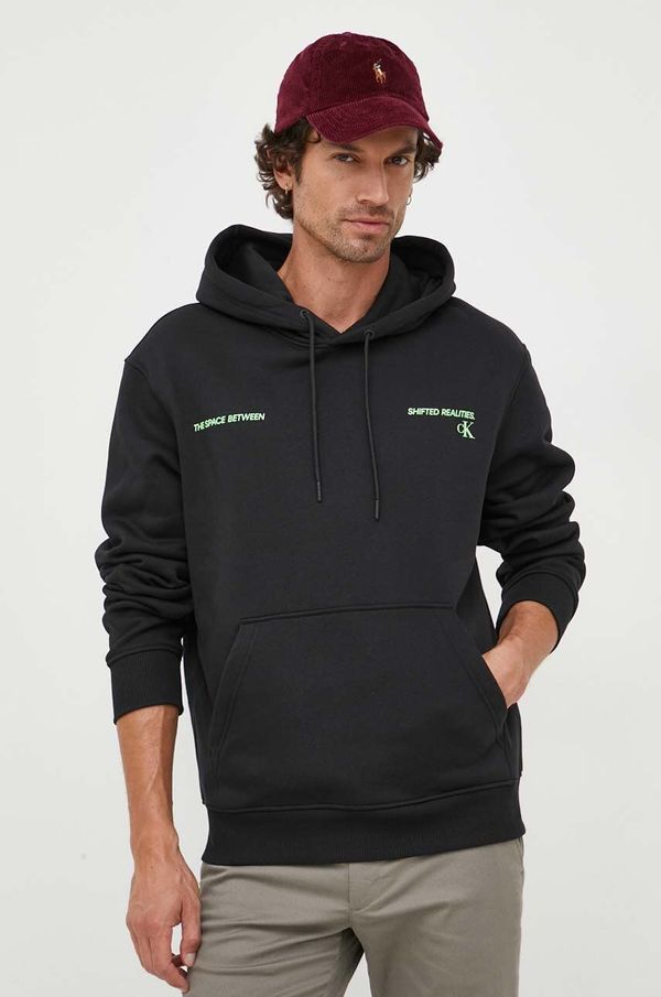 Calvin Klein Jeans Dukserica Calvin Klein Jeans za muškarce, boja: crna, s kapuljačom, s tiskom