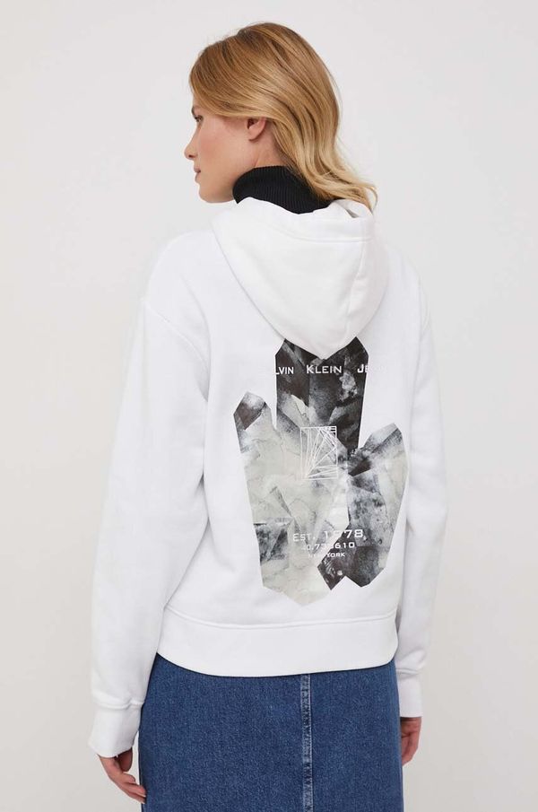 Calvin Klein Jeans Dukserica Calvin Klein Jeans za žene, boja: bijela, s kapuljačom, bez uzorka