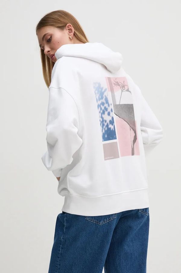 Calvin Klein Jeans Dukserica Calvin Klein Jeans za žene, boja: bijela, s kapuljačom, s tiskom, J20J224178