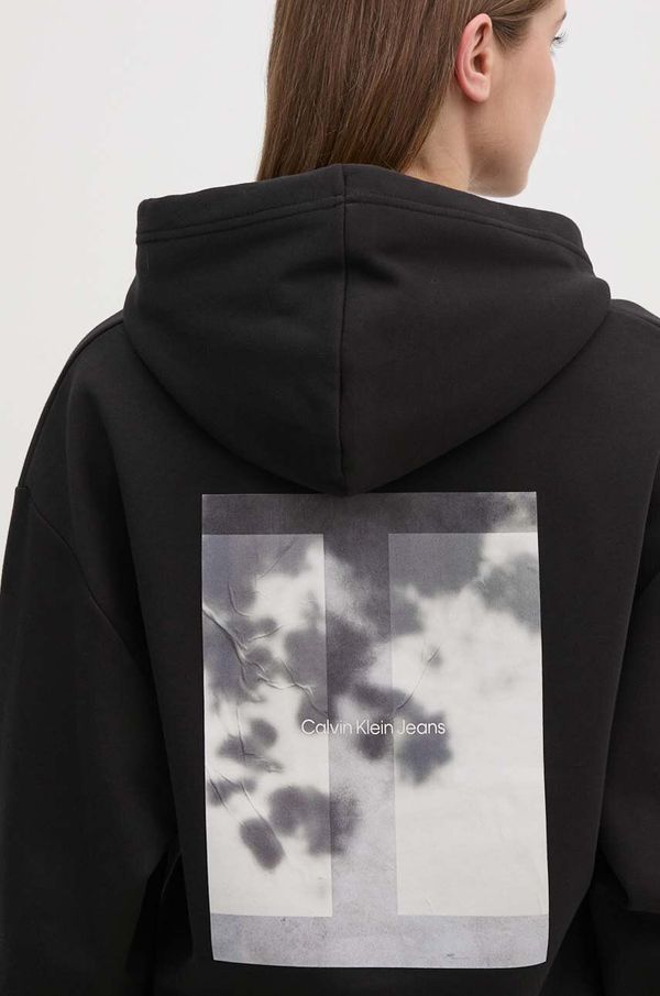 Calvin Klein Jeans Dukserica Calvin Klein Jeans za žene, boja: crna, s kapuljačom, s tiskom, J20J224350