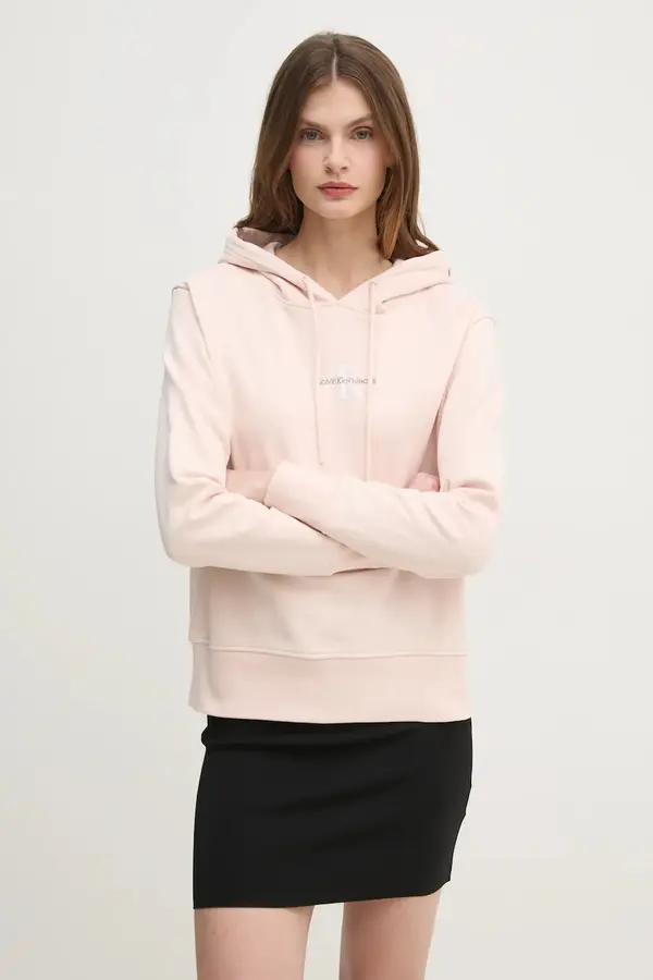 Calvin Klein Dukserica Calvin Klein Jeans za žene, boja: ružičasta, s kapuljačom, bez uzorka, J20J225358