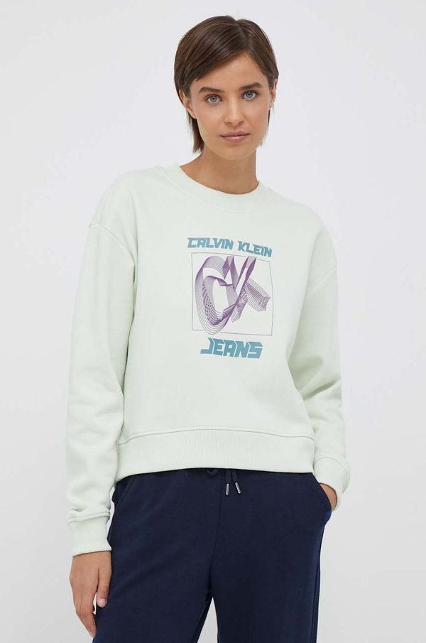 Calvin Klein Jeans Dukserica Calvin Klein Jeans za žene, boja: zelena, s tiskom