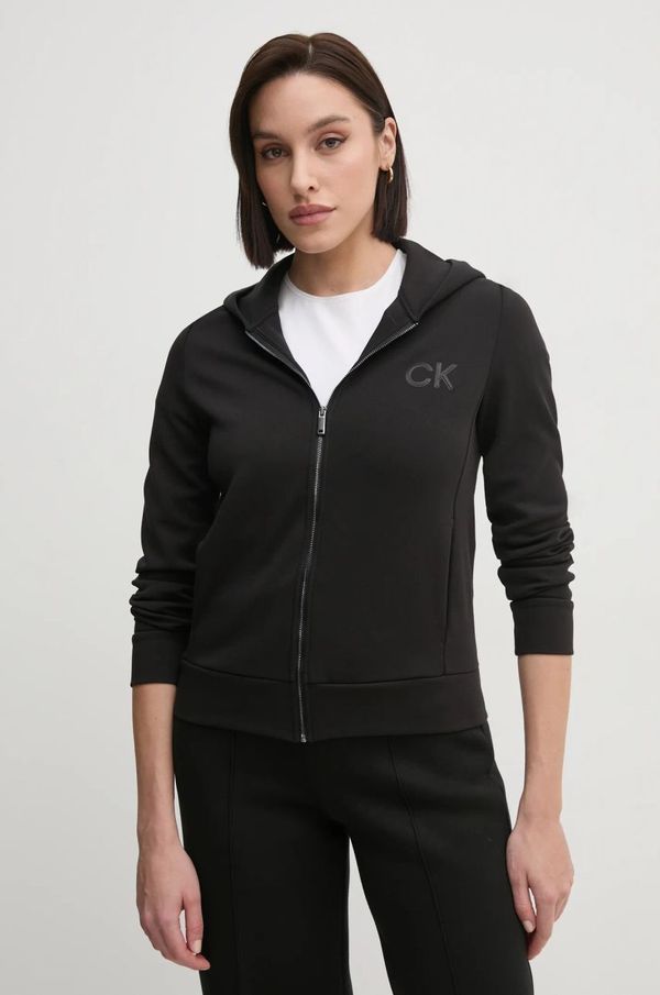 Calvin Klein Dukserica Calvin Klein za žene, boja: crna, s kapuljačom, s aplikacijom, K20K207955