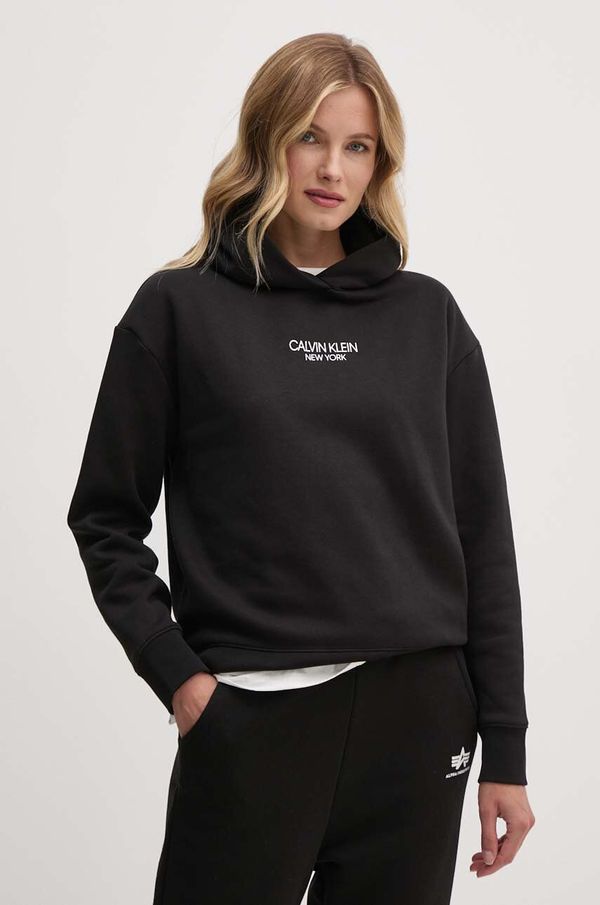 Calvin Klein Dukserica Calvin Klein za žene, boja: crna, s kapuljačom, s tiskom, K20K208063