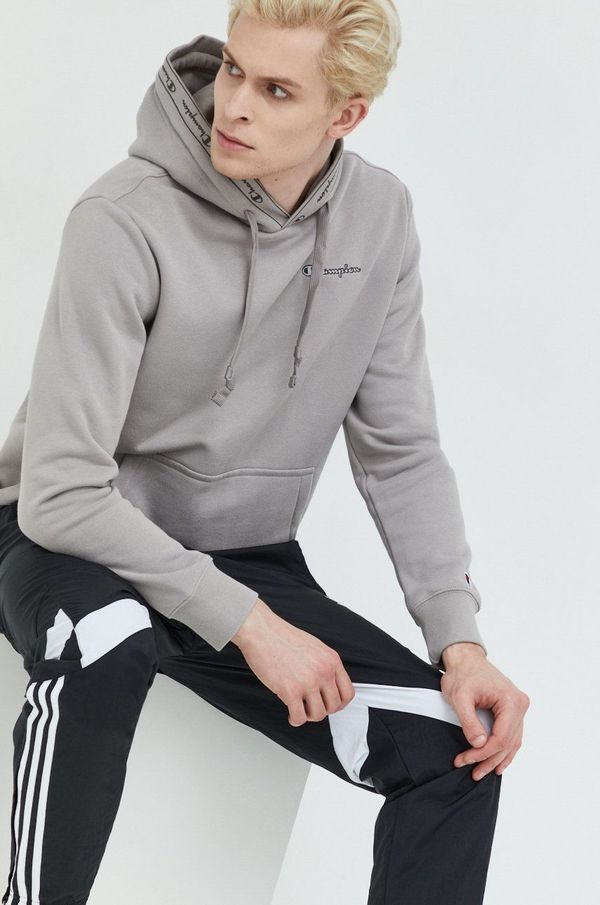 Champion Dukserica Champion za muškarce, boja: siva, s kapuljačom, s aplikacijom