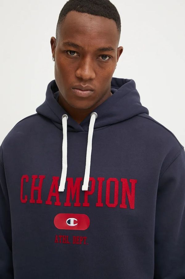 Champion Dukserica Champion za muškarce, boja: tamno plava, s kapuljačom, s tiskom, 220430