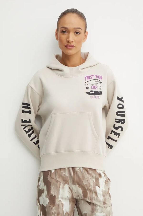 Champion Dukserica Champion za žene, boja: bež, s kapuljačom, s tiskom, 117597