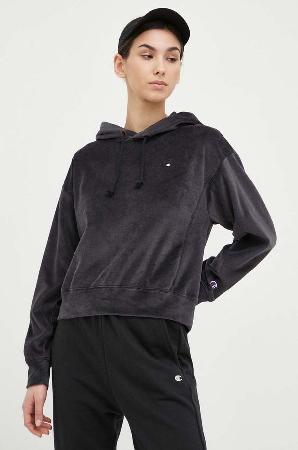 Champion Dukserica Champion za žene, boja: crna, s kapuljačom, glatka