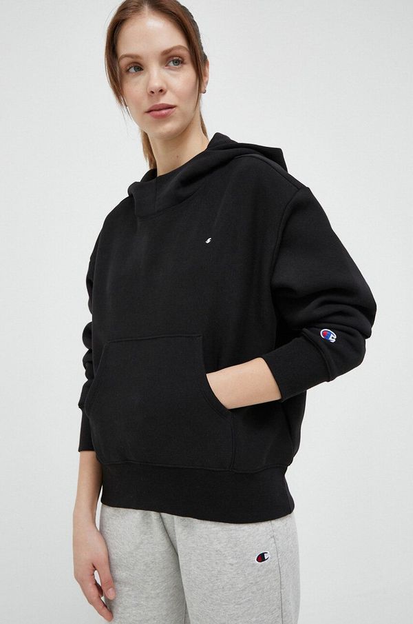 Champion Dukserica Champion za žene, boja: crna, s kapuljačom, glatka