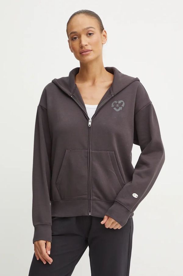 Champion Dukserica Champion za žene, boja: siva, s kapuljačom, s tiskom, 117493