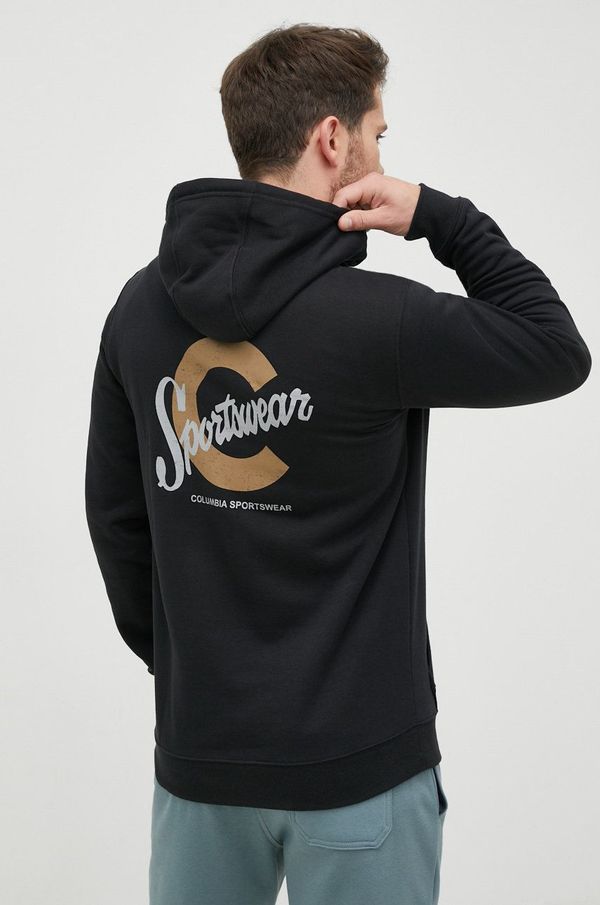 Columbia Dukserica Columbia CSC Basic Logo za muškarce, boja: crna, s kapuljačom, tiskom 1681664