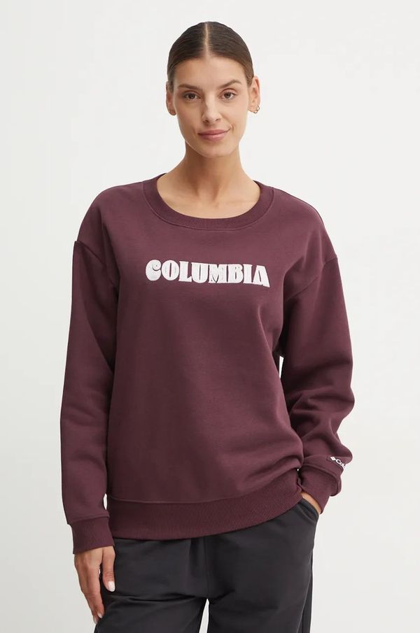 Columbia Dukserica Columbia Meridian Creek Crew za žene, boja: bordo, s aplikacijom, 2086051