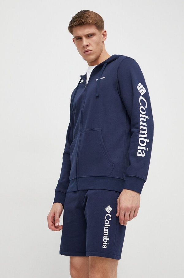 Columbia Dukserica Columbia Trek za muškarce, boja: tamno plava, s kapuljačom, tiskom 1957895