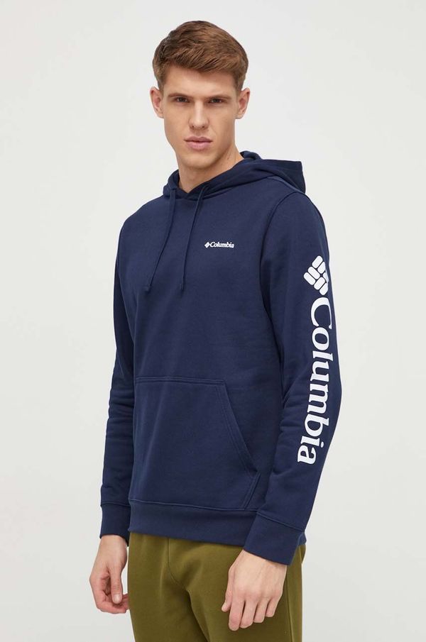 Columbia Dukserica Columbia Trek za muškarce, boja: tamno plava, s kapuljačom, tiskom 1957913