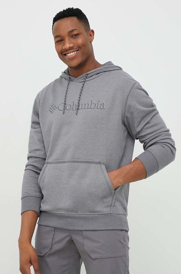 Columbia Dukserica Columbia za muškarce, boja: siva, s kapuljačom, s tiskom