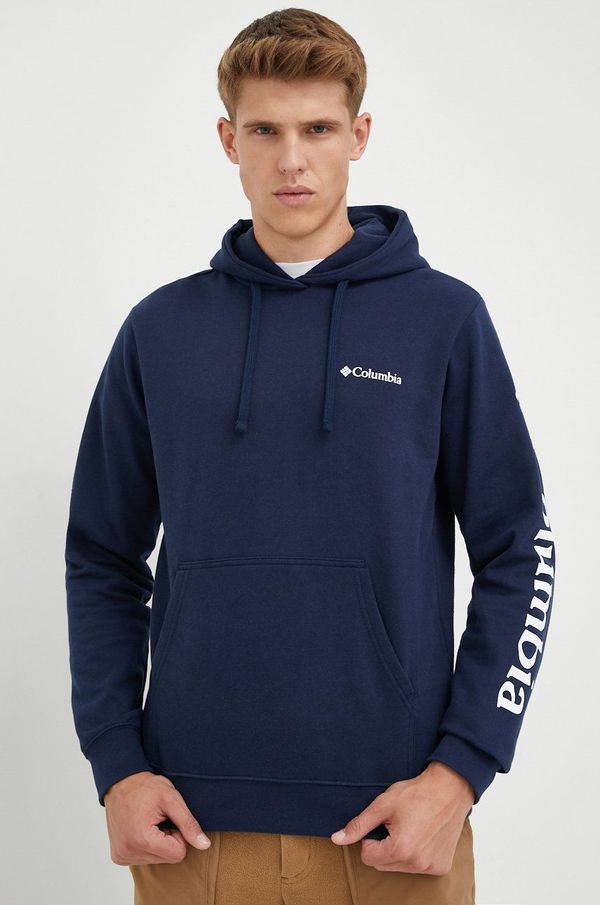 Columbia Dukserica Columbia za muškarce, boja: tamno plava, s kapuljačom, s tiskom