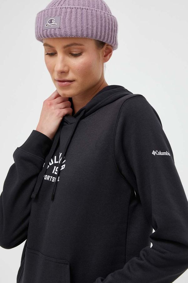 Columbia Dukserica Columbia za žene, boja: crna, s kapuljačom, s tiskom