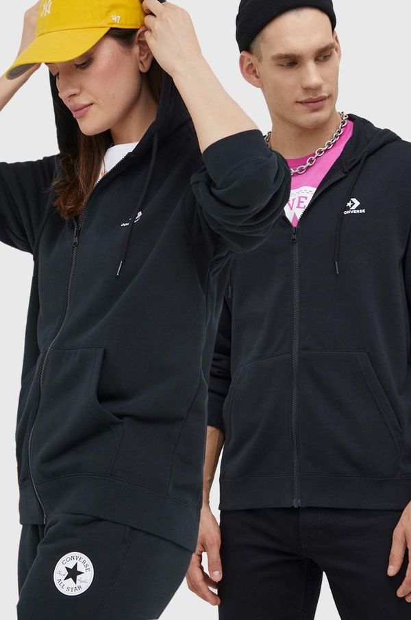 Converse Dukserica Converse boja: crna, s kapuljačom, glatka, 10023871.A01-CONVERSEBL