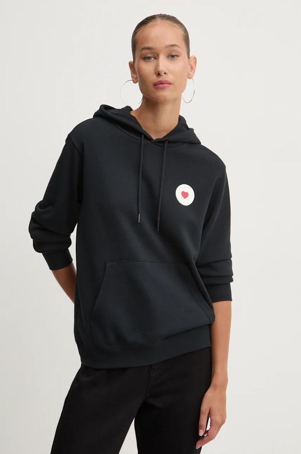 Converse Dukserica Converse boja: crna, s kapuljačom, s tiskom, 10026889-A01