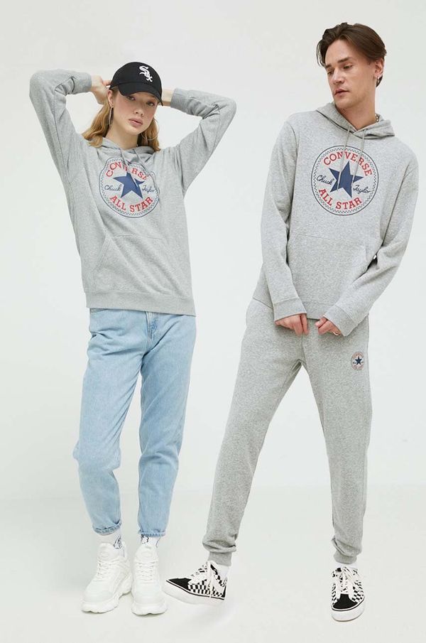 Converse Dukserica Converse boja: siva, s kapuljačom, s tiskom, 10025469.A03-VINTAGEGRE