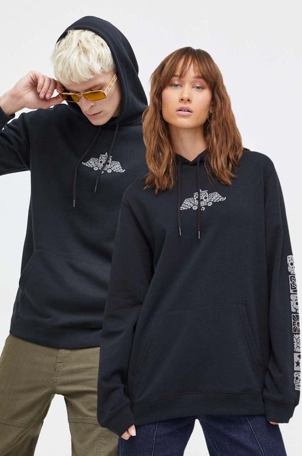 Converse Dukserica Converse Dia De Muertos boja: crna, s kapuljačom, s tiskom