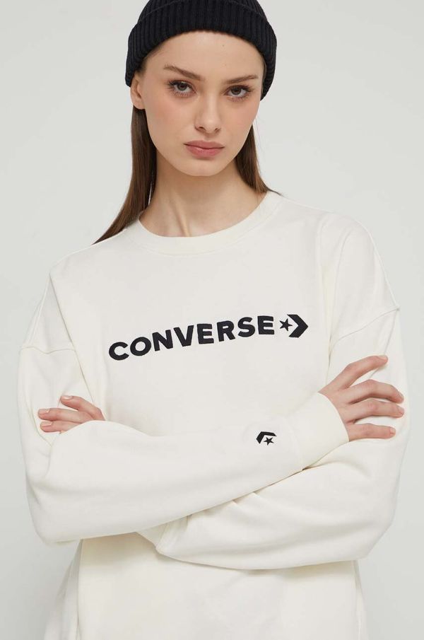 Converse Dukserica Converse za žene, boja: bež, s aplikacijom