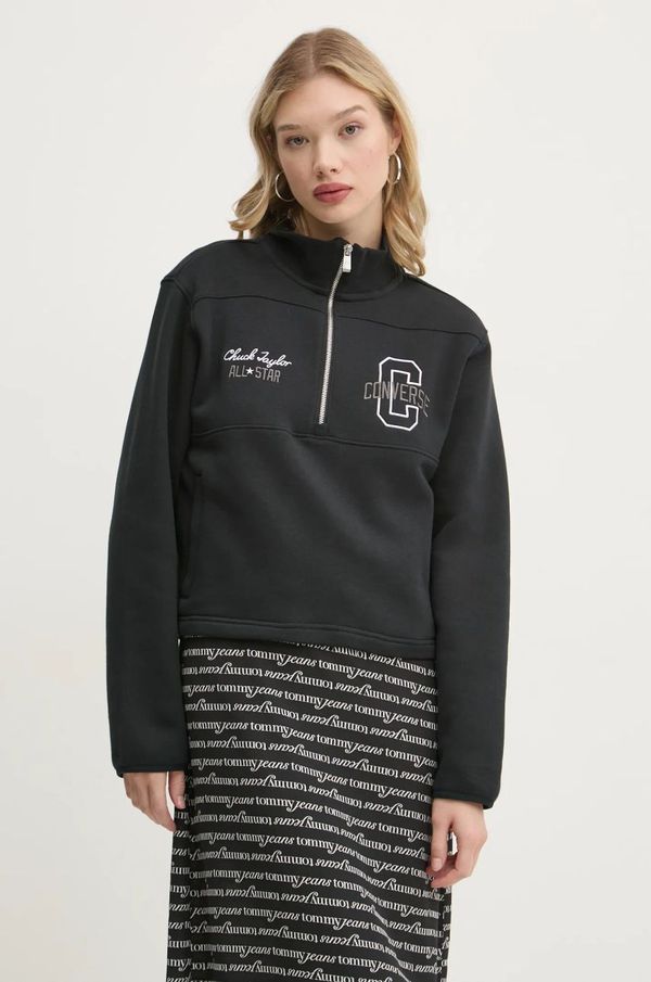 Converse Dukserica Converse za žene, boja: crna, s aplikacijom, 10027566-A01