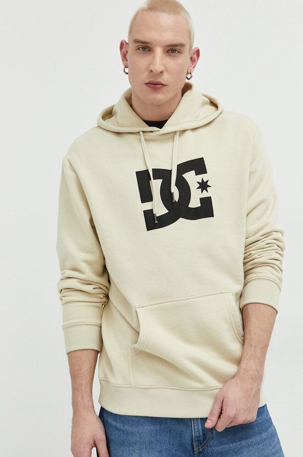 DC Dukserica DC za muškarce, boja: bež, s kapuljačom, s tiskom