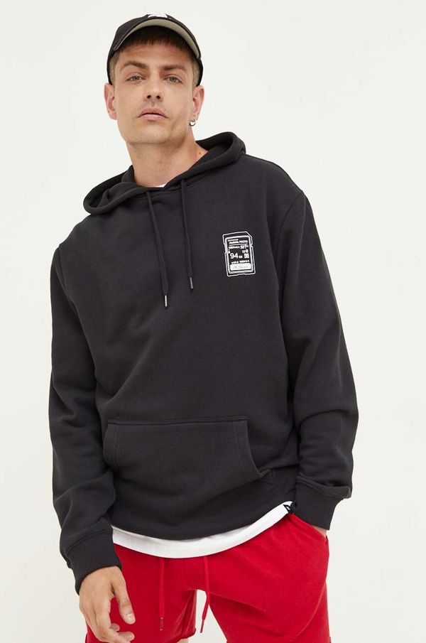 DC Dukserica DC za muškarce, boja: crna, s kapuljačom, s uzorkom